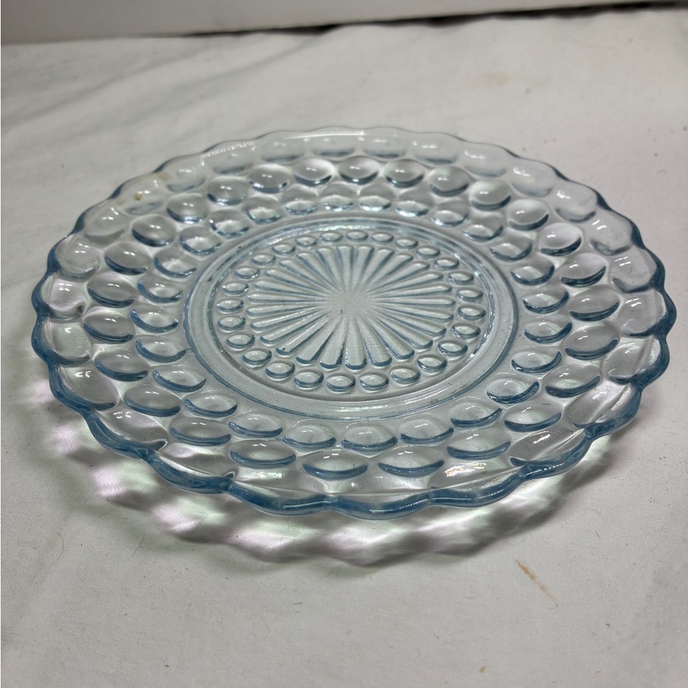Anchor Hocking Blue Bubble Depression Glass salad dessert plate 6.5”